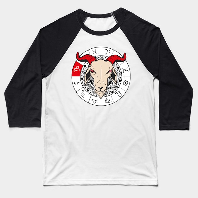 Capricorn star sign, zodiac sign horoscope Baseball T-Shirt by 2P-Design